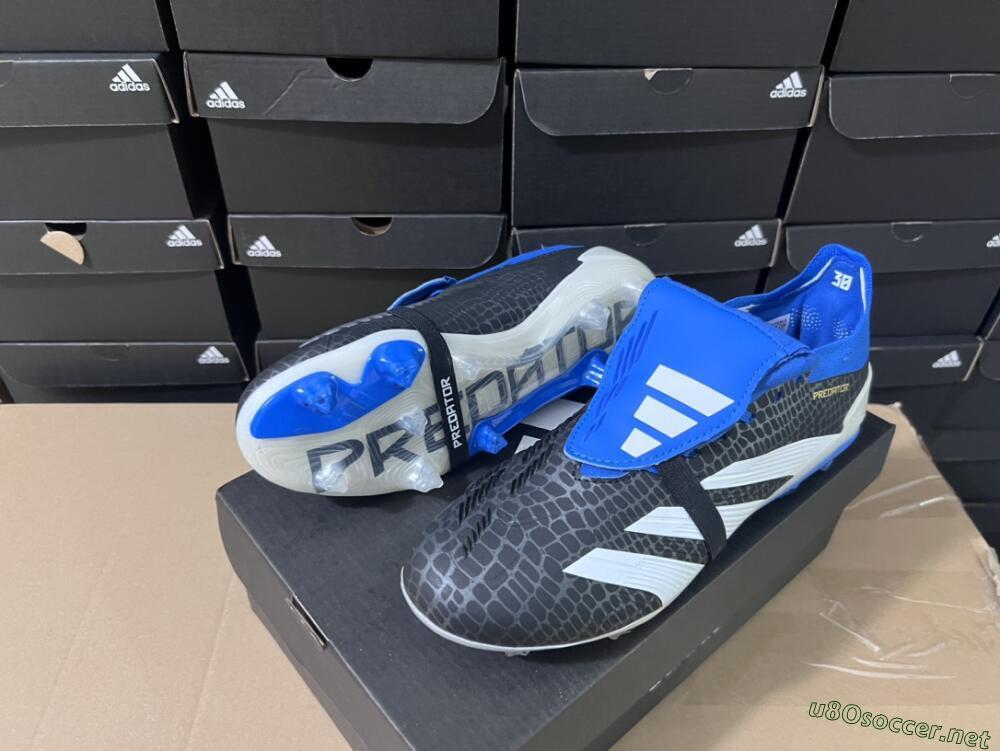 Unisex Adidas Predator Elite Foldover Tongue FG Football Boots - Black/White/Blue