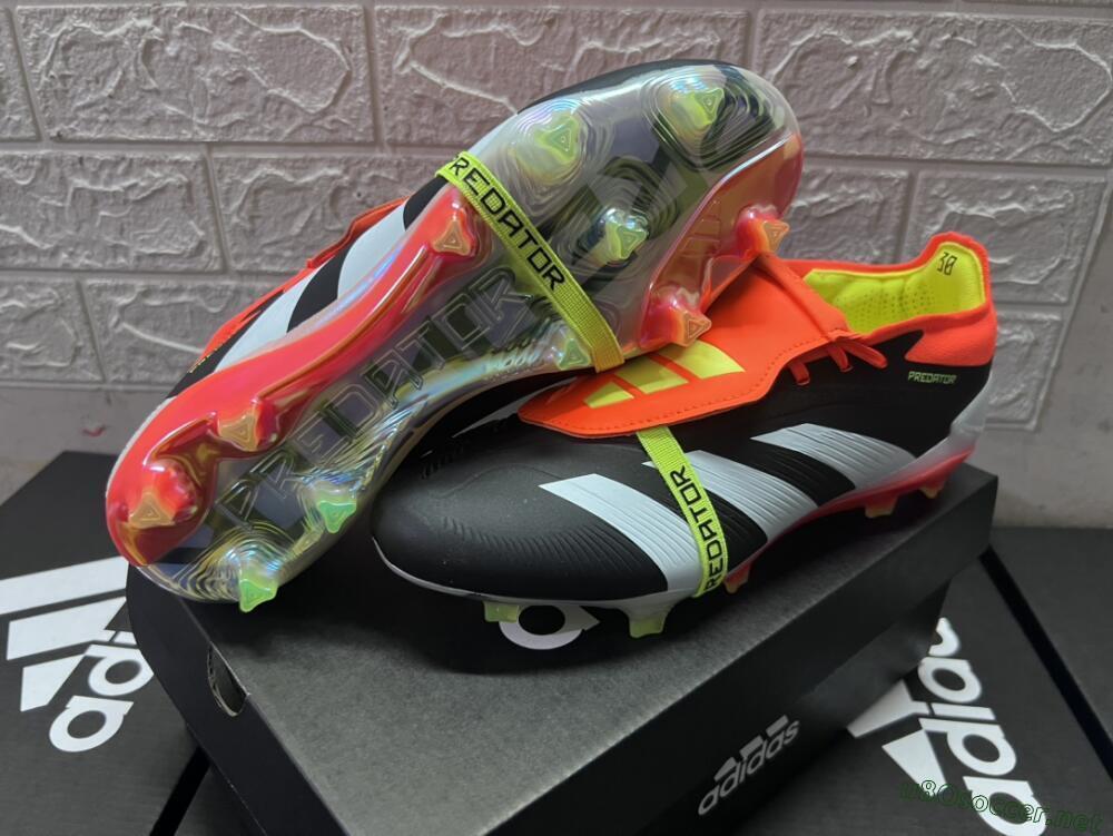 Men's Adidas Predator Elite Foldover Tongue FG Football Boots - White/Black/Red