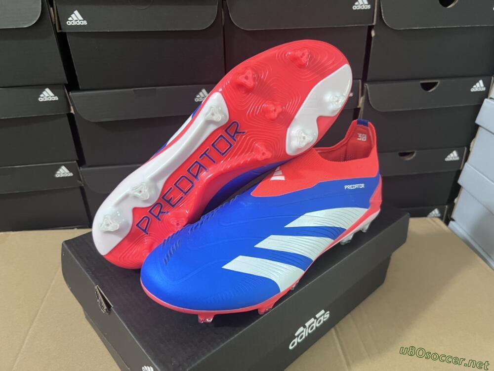 Men's Adidas Predator Elite Laceless FG Football Boots - Blue/White/Red