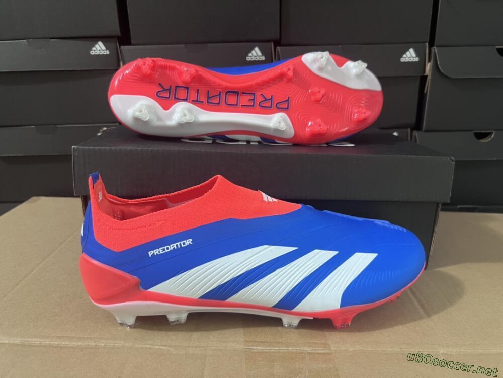 Men's Adidas Predator Elite Laceless FG Football Boots - Blue/White/Red