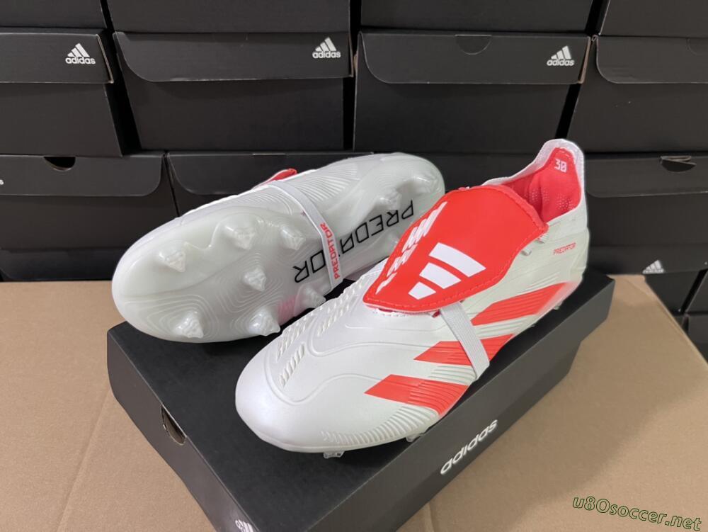Unisex Adidas Predator Elite Foldover Tongue FG Football Boots - Beige/White/Red