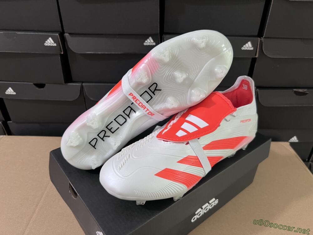 Unisex Adidas Predator Elite Foldover Tongue FG Football Boots - Beige/White/Red