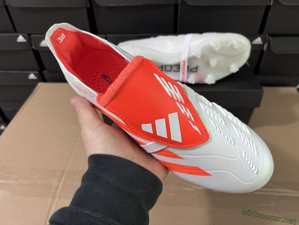 Unisex Adidas Predator Elite Foldover Tongue FG Football Boots - Beige/White/Red