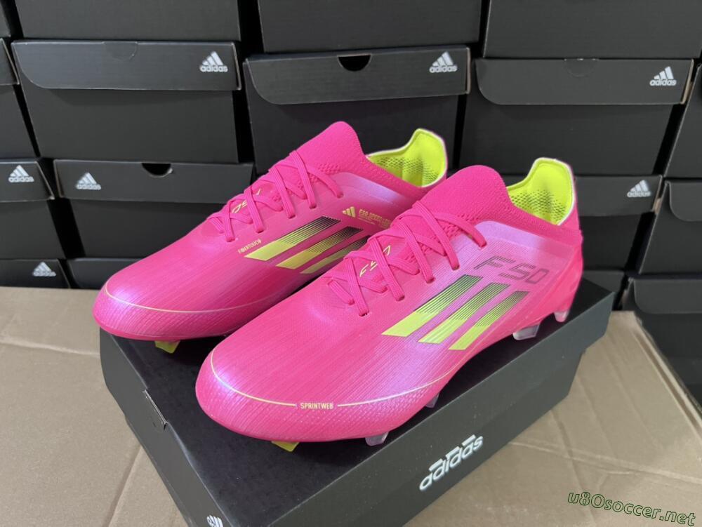 Unisex Adidas F50 Adizero FG Football Boots - Pink/Yellow/Black