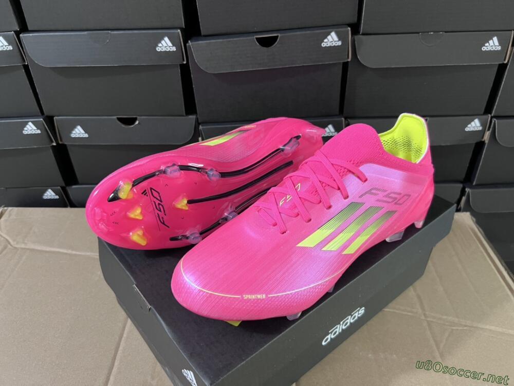 Unisex Adidas F50 Adizero FG Football Boots - Pink/Yellow/Black
