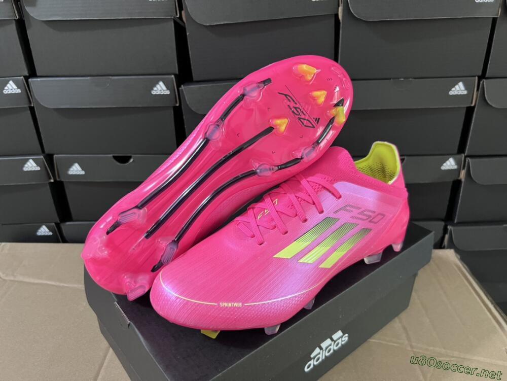 Unisex Adidas F50 Adizero FG Football Boots - Pink/Yellow/Black
