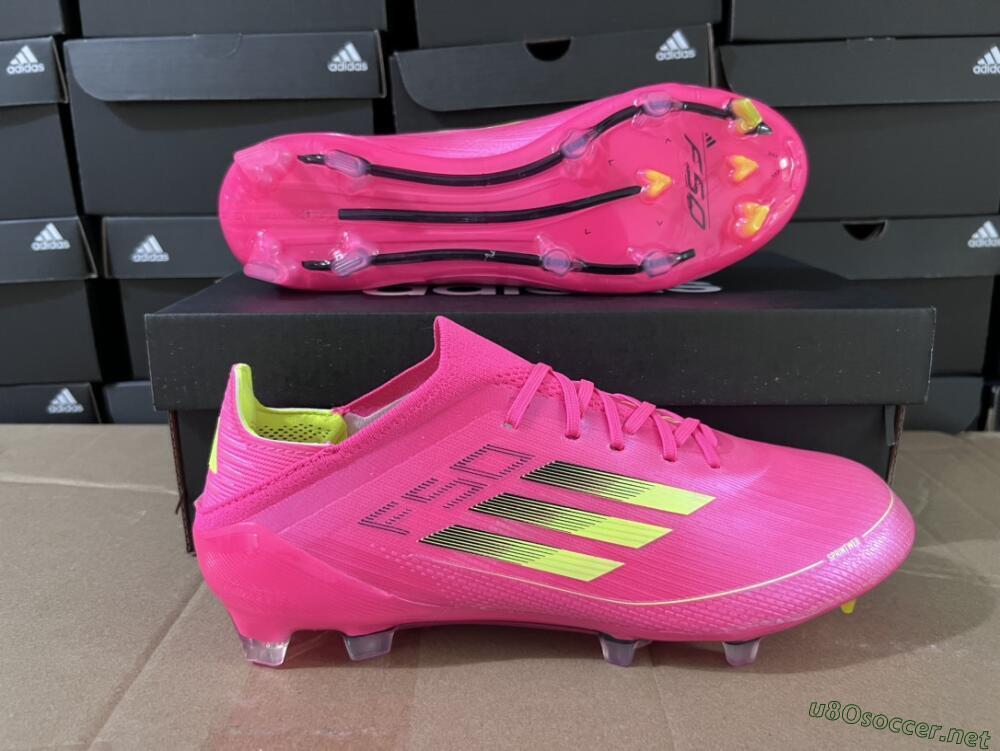Unisex Adidas F50 Adizero FG Football Boots - Pink/Yellow/Black