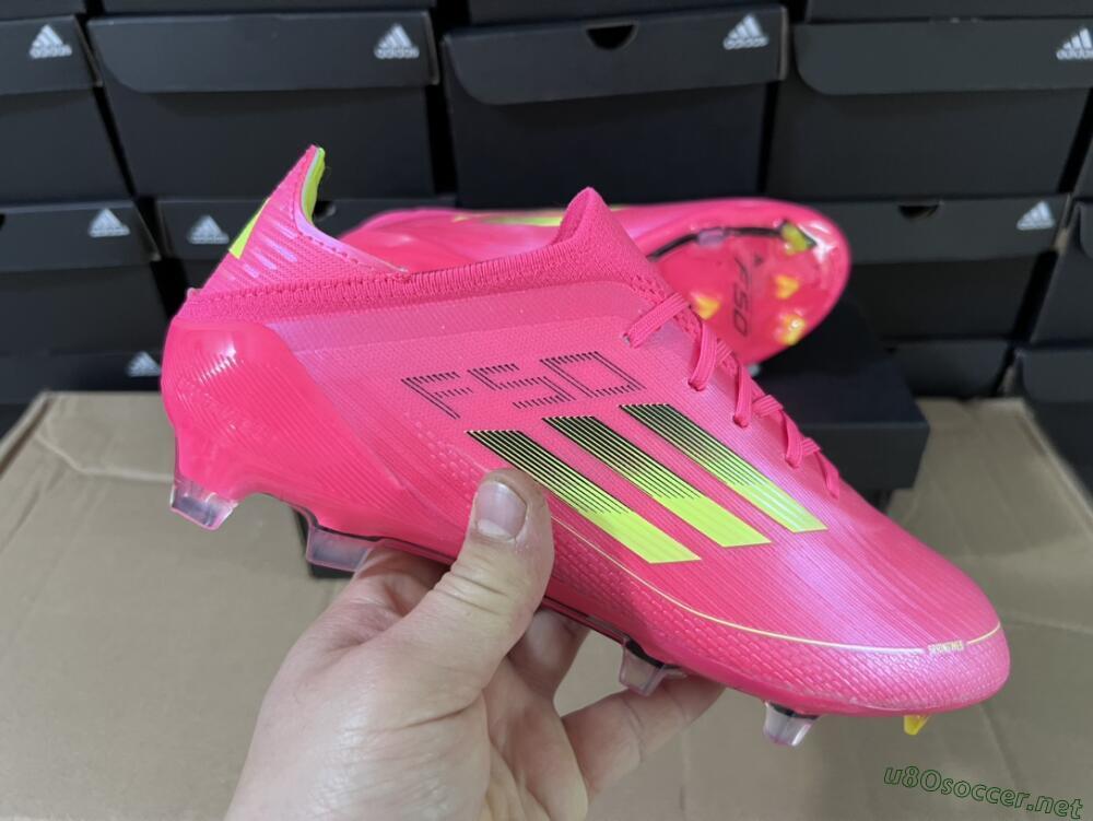 Unisex Adidas F50 Adizero FG Football Boots - Pink/Yellow/Black