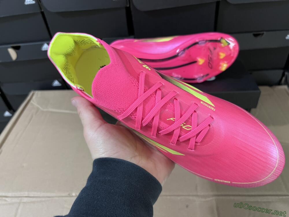 Unisex Adidas F50 Adizero FG Football Boots - Pink/Yellow/Black