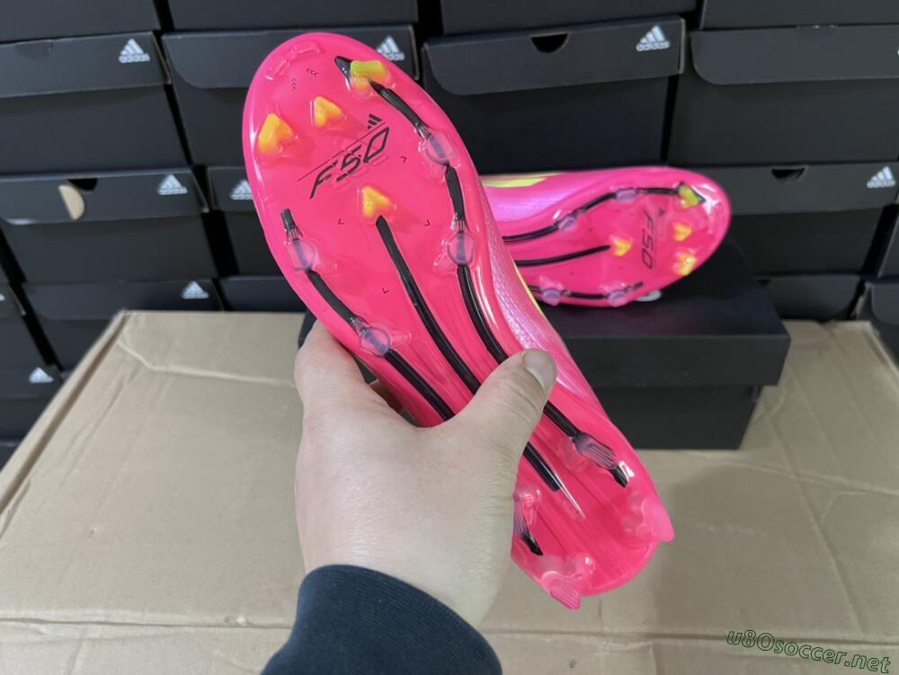 Unisex Adidas F50 Adizero FG Football Boots - Pink/Yellow/Black