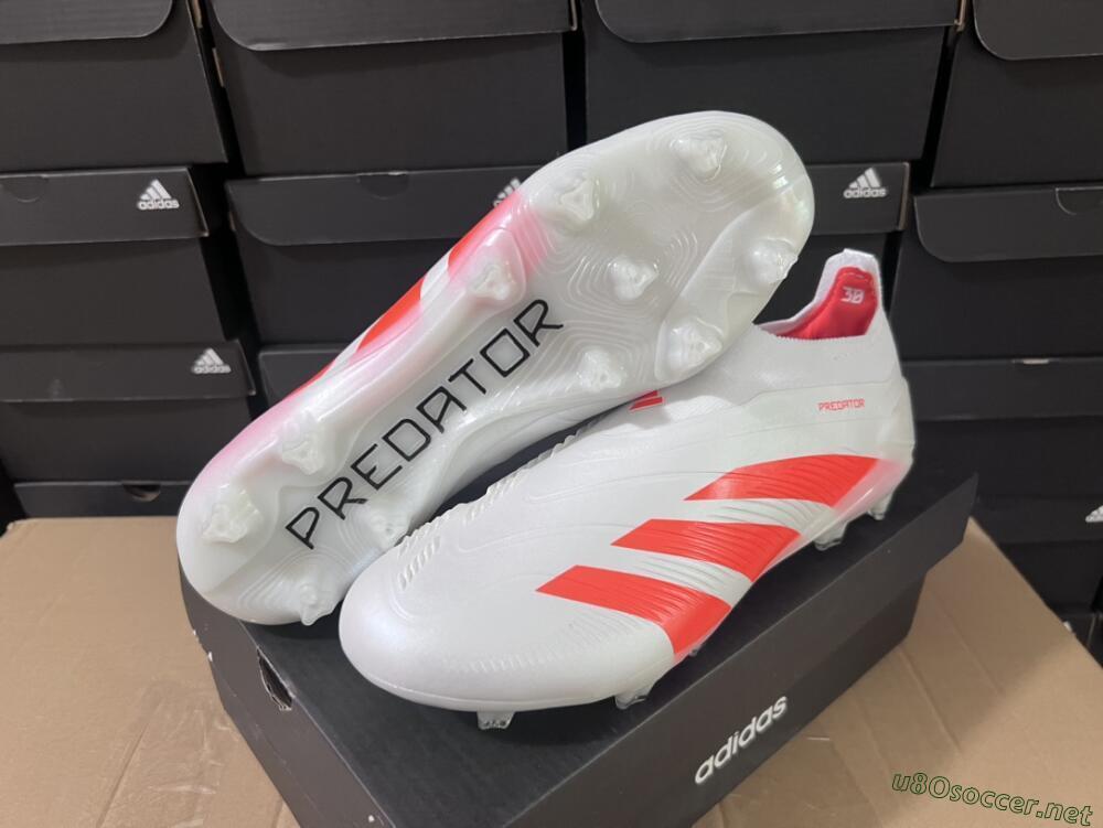 Unisex Adidas Predator Accuracy+ FG Football Boots - Beige/White/Red