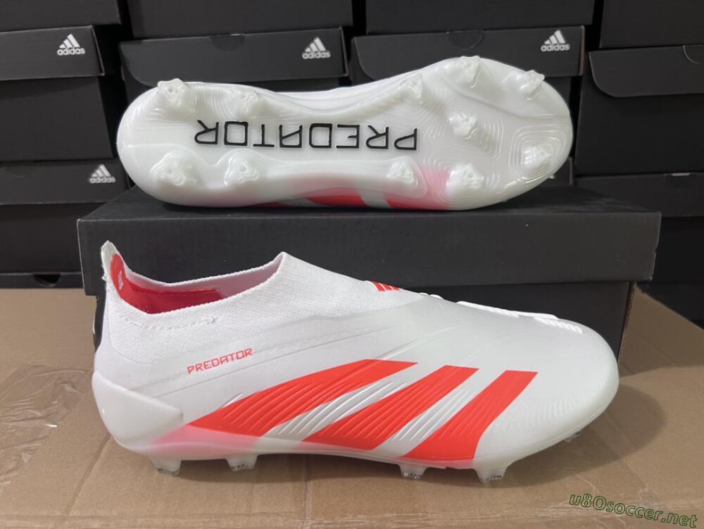 Unisex Adidas Predator Accuracy+ FG Football Boots - Beige/White/Red