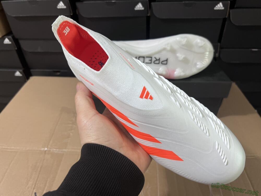 Unisex Adidas Predator Accuracy+ FG Football Boots - Beige/White/Red