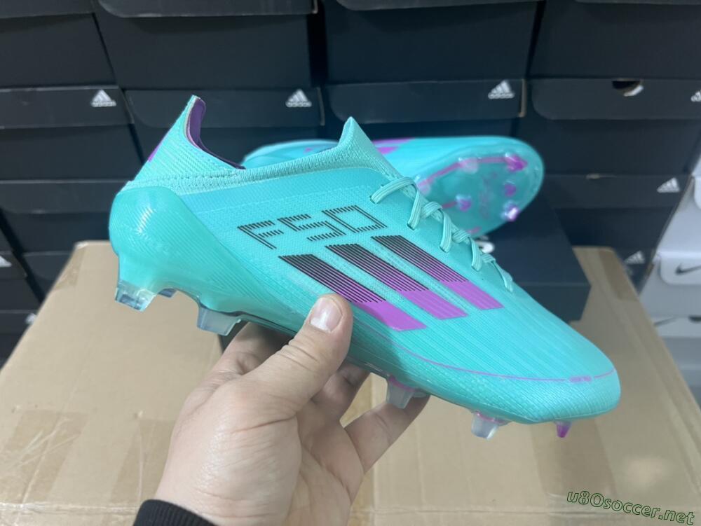 Unisex Adidas F50 Adizero FG Football Boots - Jade/Purple/Blue