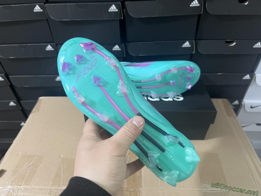 Unisex Adidas F50 Adizero FG Football Boots - Jade/Purple/Blue