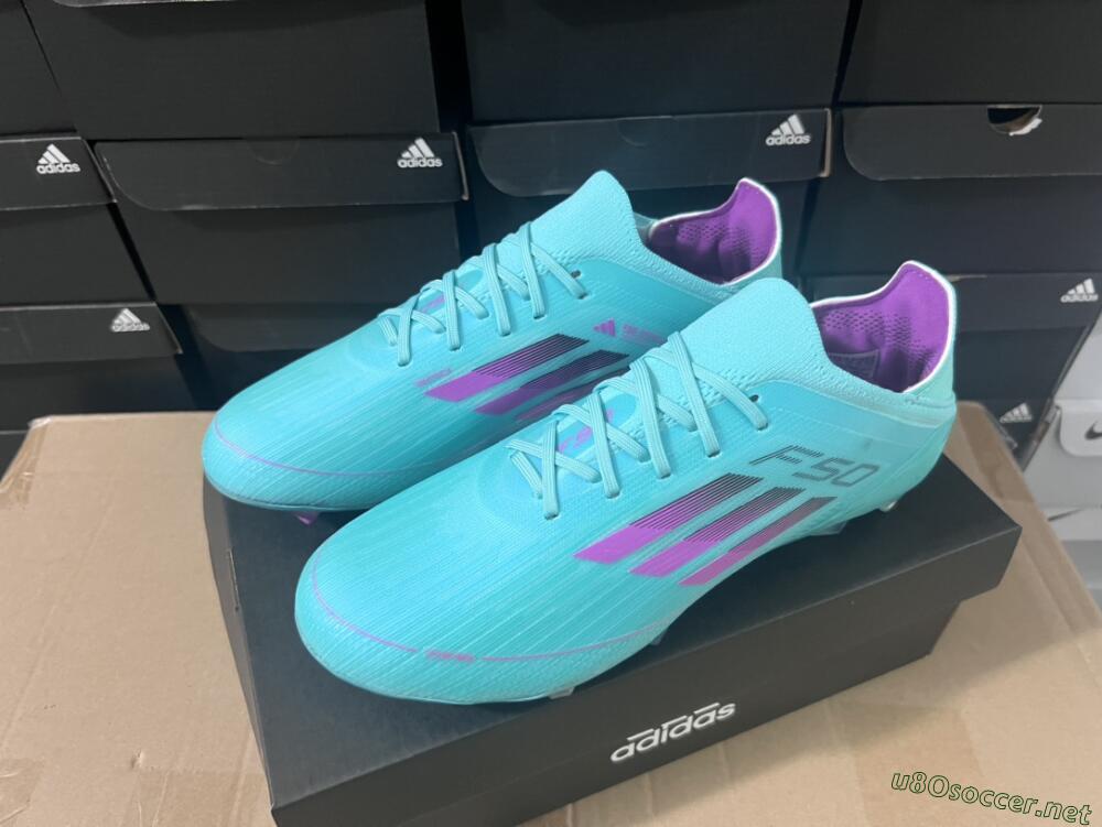 Unisex Adidas F50 Adizero FG Football Boots - Jade/Purple/Blue