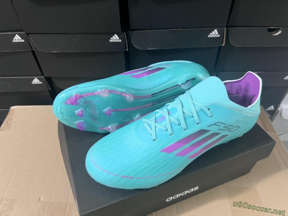 Unisex Adidas F50 Adizero FG Football Boots - Jade/Purple/Blue