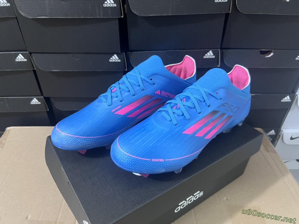 Unisex Adidas F50 Adizero FG Football Boots - Blue/Pink