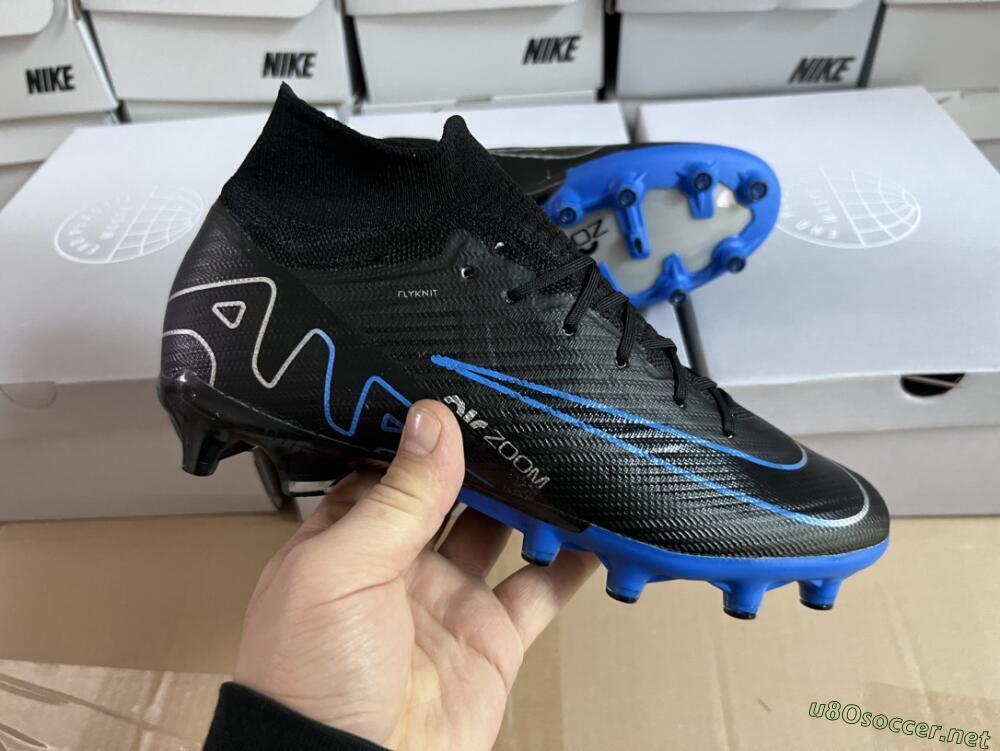 Unisex Nike Air Zoom Mercurial Superfly 9 Elite AG Football Boots - Black/Blue/White
