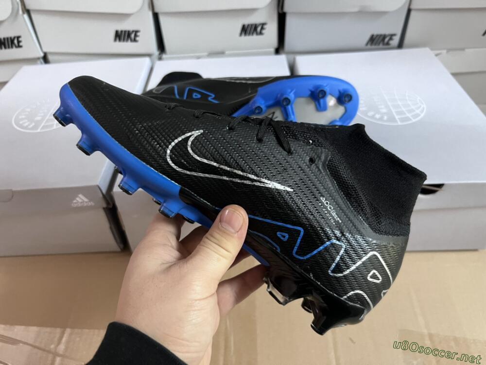 Unisex Nike Air Zoom Mercurial Superfly 9 Elite AG Football Boots - Black/Blue/White