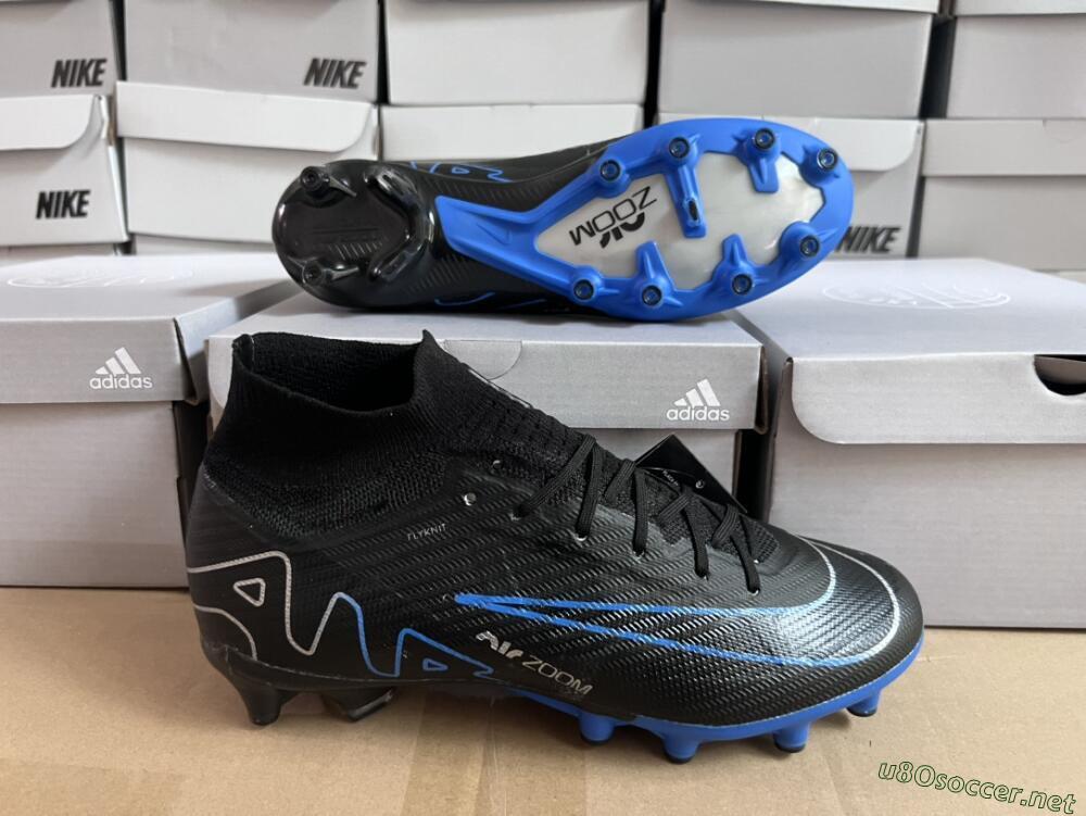 Unisex Nike Air Zoom Mercurial Superfly 9 Elite AG Football Boots - Black/Blue/White