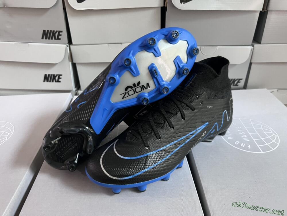 Unisex Nike Air Zoom Mercurial Superfly 9 Elite AG Football Boots - Black/Blue/White