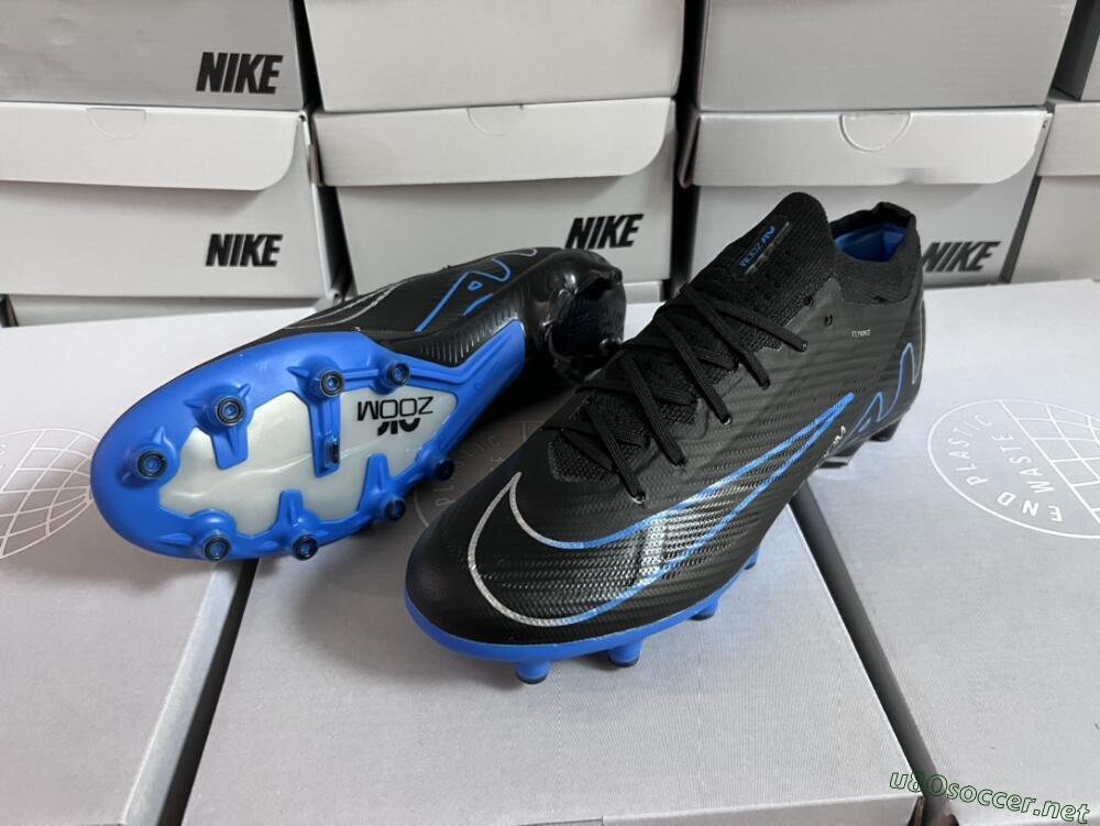Unisex Nike Air Zoom Mercurial Vapor 15 Elite AG Football Boots - Black/Blue/White