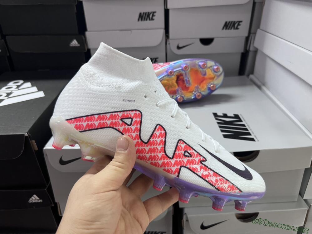 Men's Nike Air Zoom Mercurial Superfly 9 Elite AG Football Boots - White/Pink