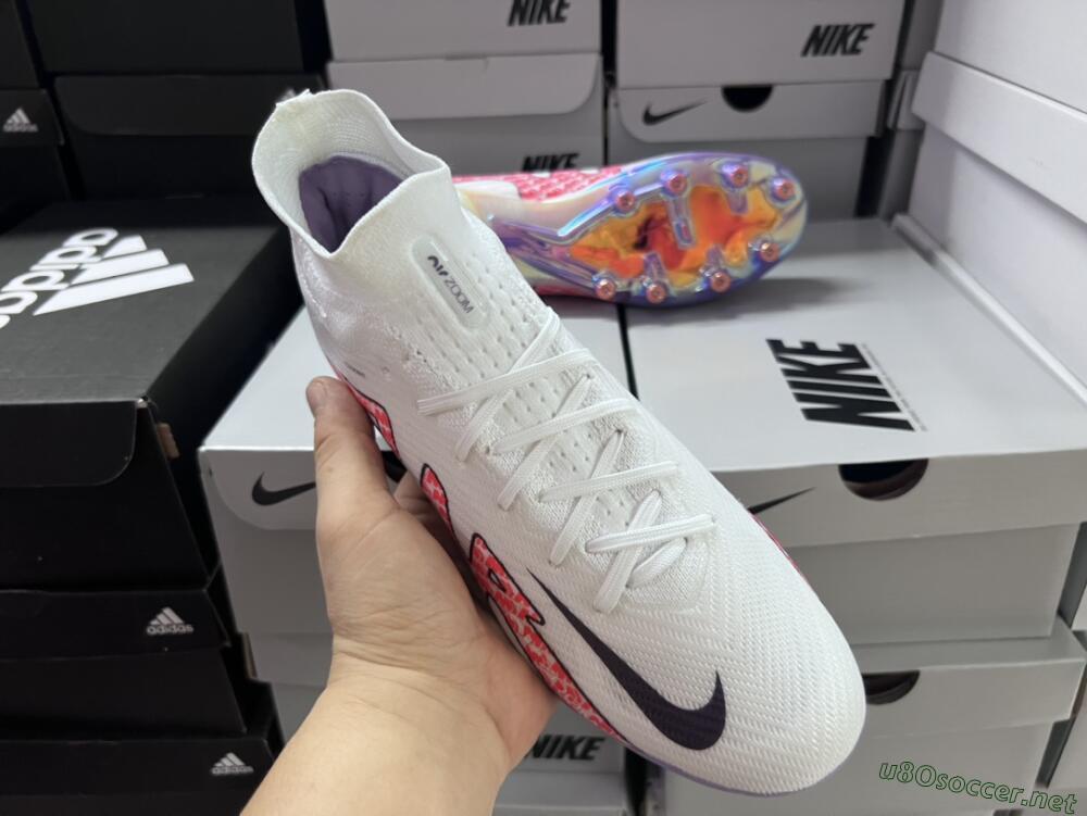 Men's Nike Air Zoom Mercurial Superfly 9 Elite AG Football Boots - White/Pink
