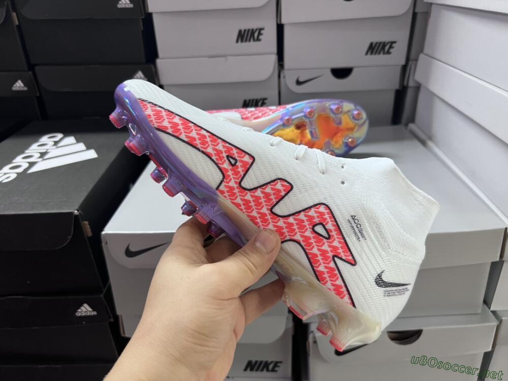 Men's Nike Air Zoom Mercurial Superfly 9 Elite AG Football Boots - White/Pink