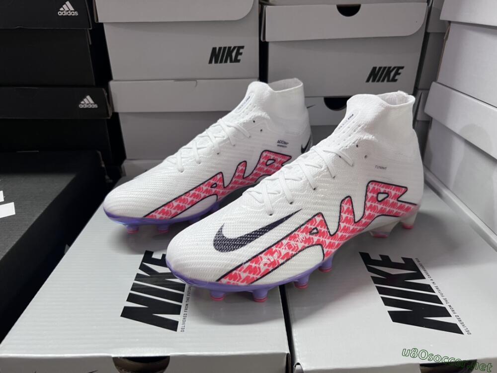Men's Nike Air Zoom Mercurial Superfly 9 Elite AG Football Boots - White/Pink