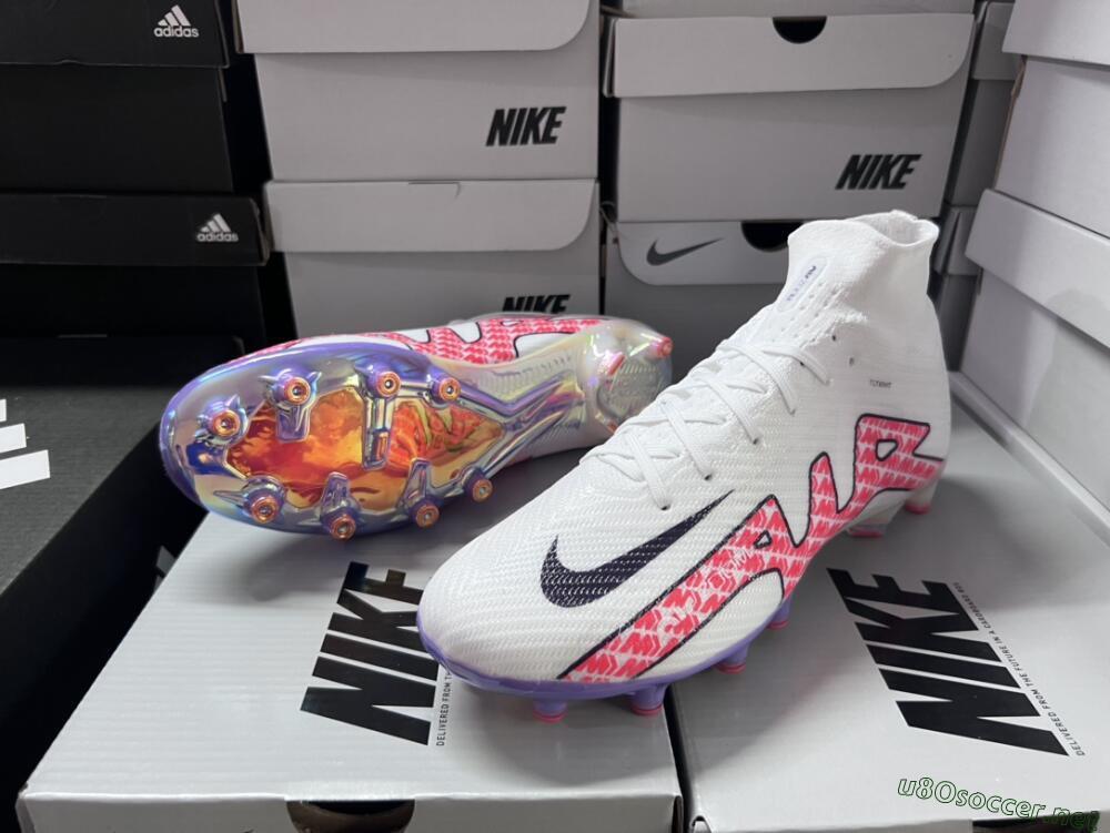 Men's Nike Air Zoom Mercurial Superfly 9 Elite AG Football Boots - White/Pink