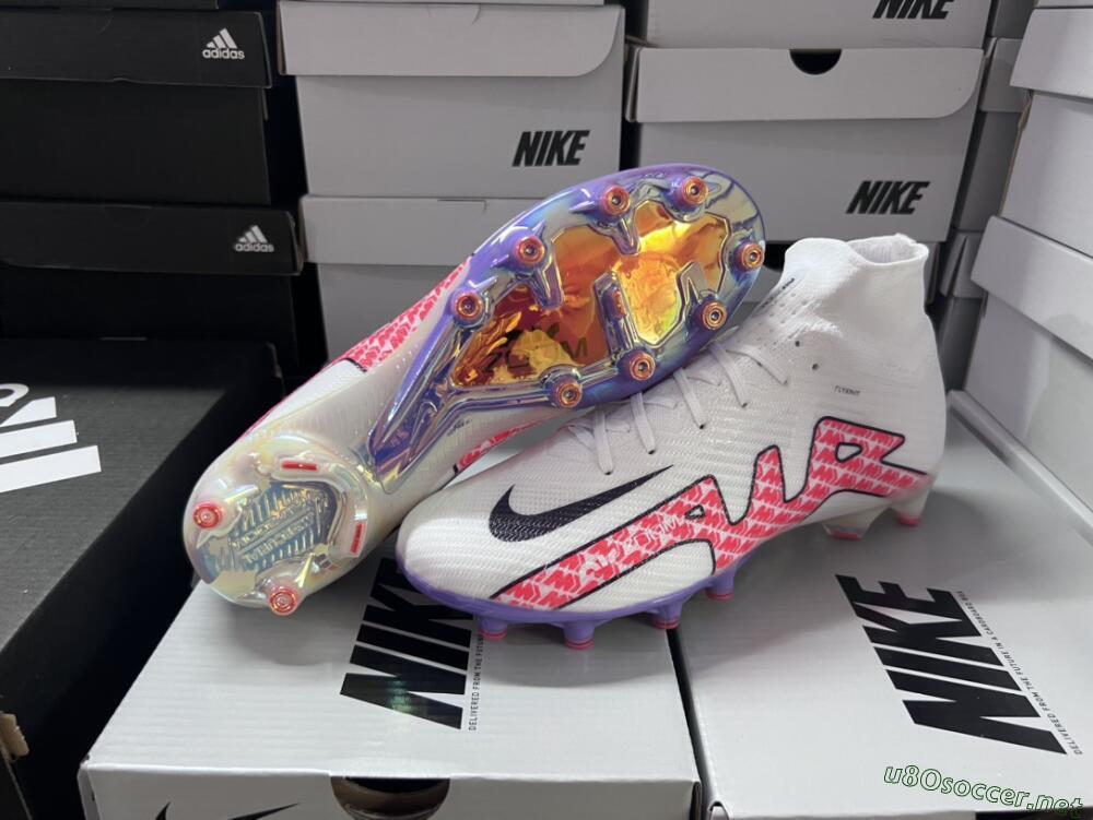 Men's Nike Air Zoom Mercurial Superfly 9 Elite AG Football Boots - White/Pink