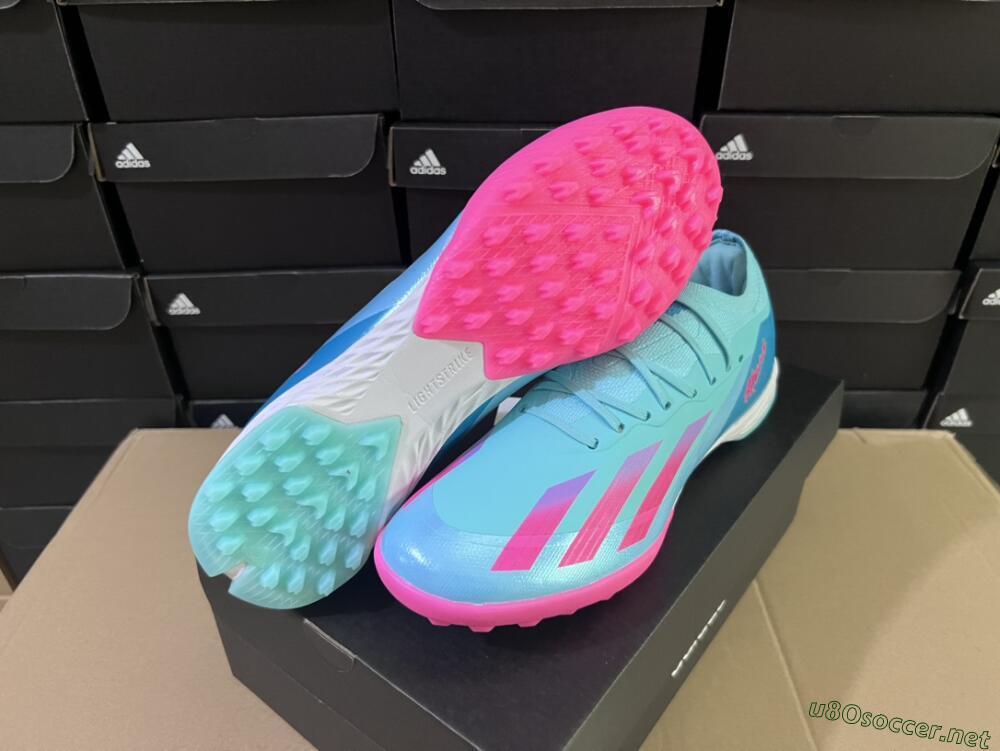 Men's Adidas X Crazyfast.1 TF Football Shoes - Jade/Pink/Purple