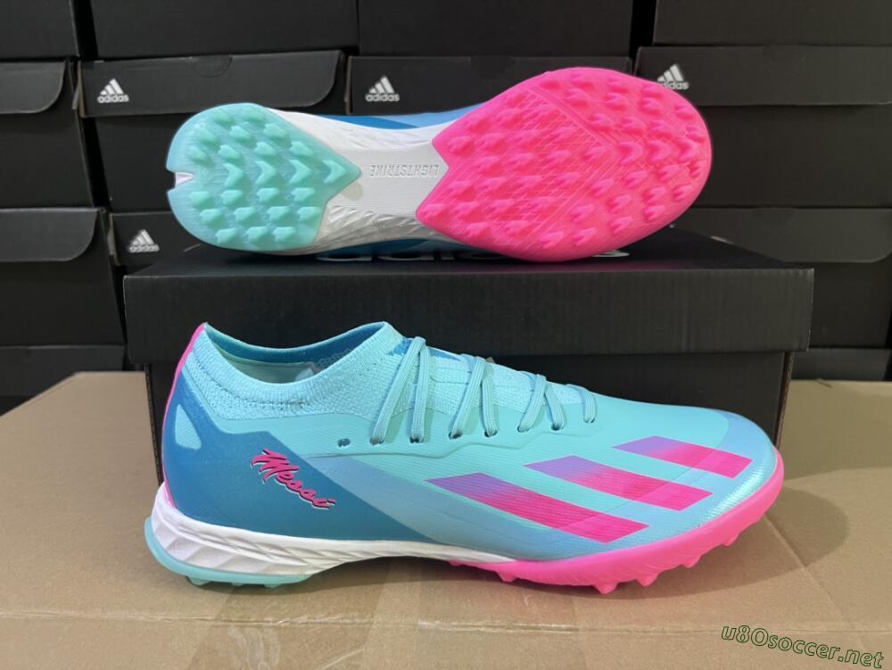 Men's Adidas X Crazyfast.1 TF Football Shoes - Jade/Pink/Purple