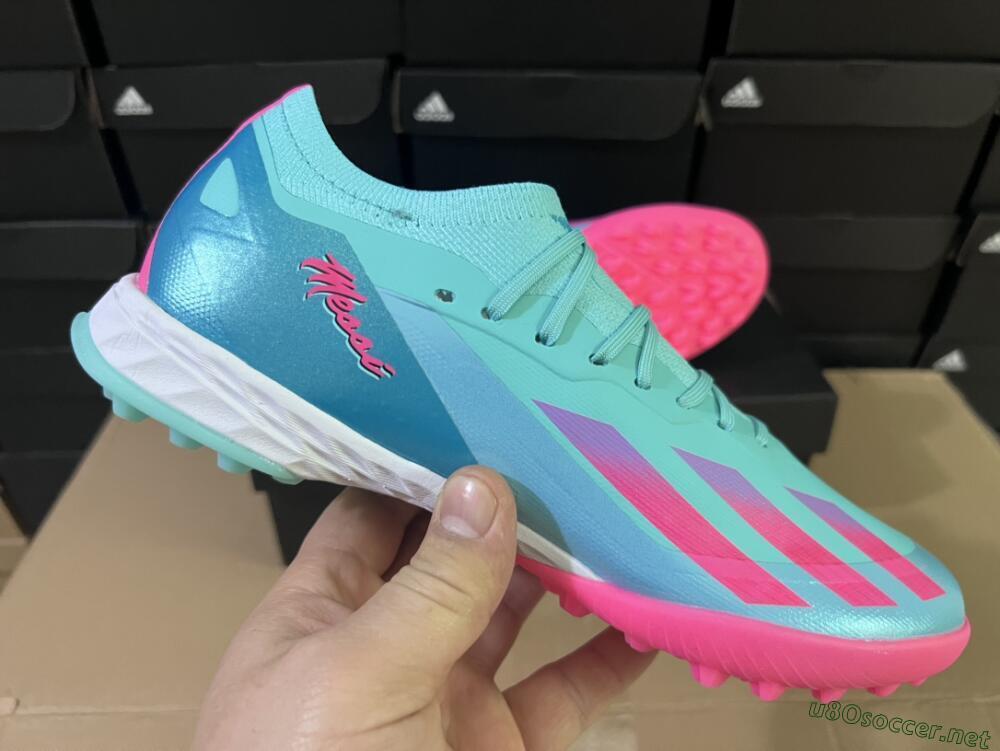 Men's Adidas X Crazyfast.1 TF Football Shoes - Jade/Pink/Purple