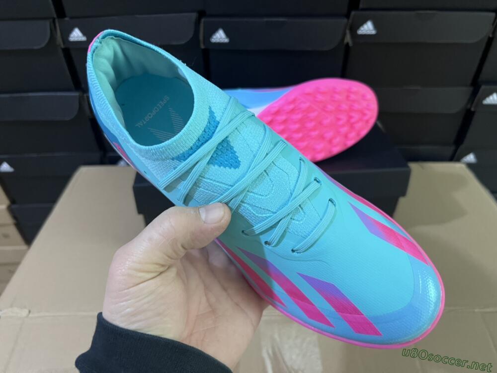Men's Adidas X Crazyfast.1 TF Football Shoes - Jade/Pink/Purple