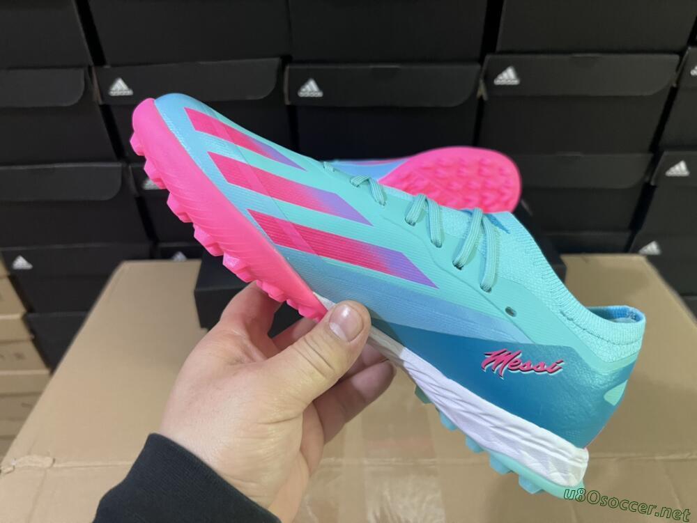 Men's Adidas X Crazyfast.1 TF Football Shoes - Jade/Pink/Purple