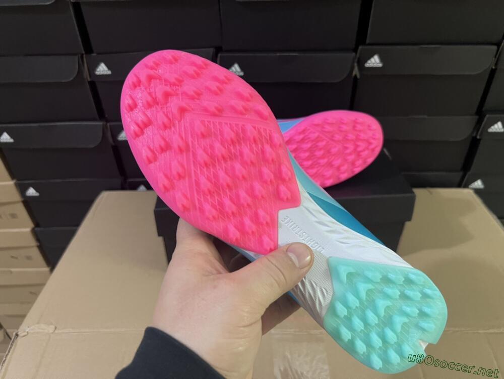Men's Adidas X Crazyfast.1 TF Football Shoes - Jade/Pink/Purple