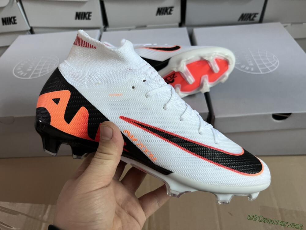 Unisex Nike Air Zoom Mercurial Superfly 9 Elite FG Football Boots - White/Orange/Black
