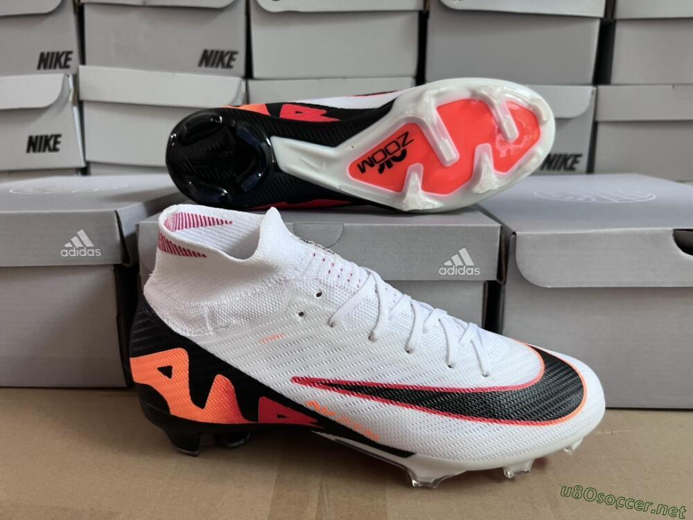 Unisex Nike Air Zoom Mercurial Superfly 9 Elite FG Football Boots - White/Orange/Black