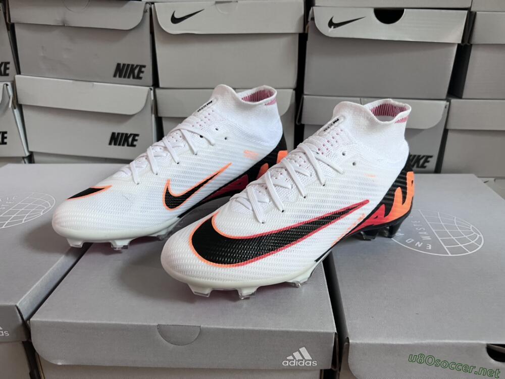 Unisex Nike Air Zoom Mercurial Superfly 9 Elite FG Football Boots - White/Orange/Black