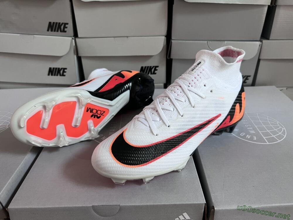 Unisex Nike Air Zoom Mercurial Superfly 9 Elite FG Football Boots - White/Orange/Black