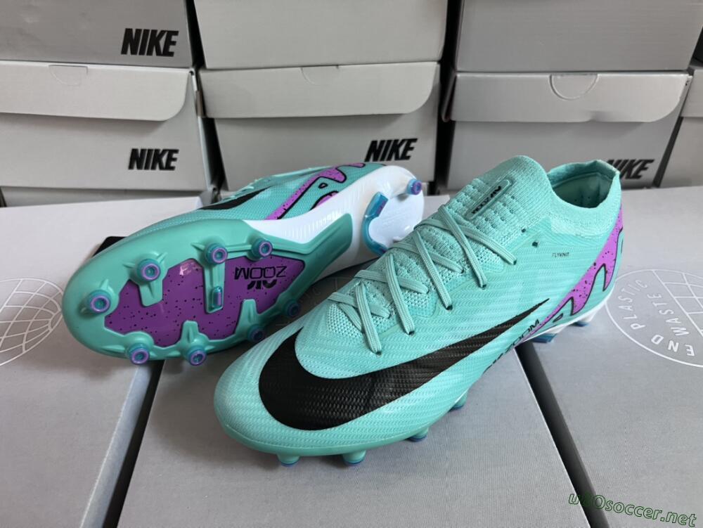 Unisex Nike Air Zoom Mercurial Vapor 15 Elite AG Football Boots - Jade/Purple/Black