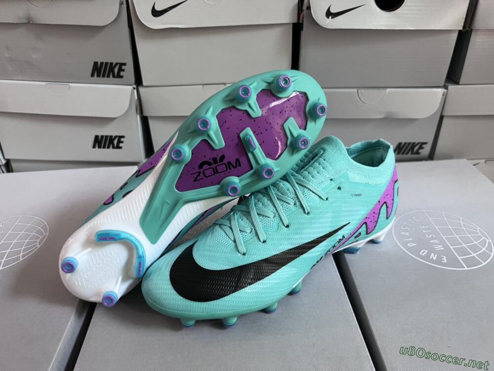 Unisex Nike Air Zoom Mercurial Vapor 15 Elite AG Football Boots - Jade/Purple/Black