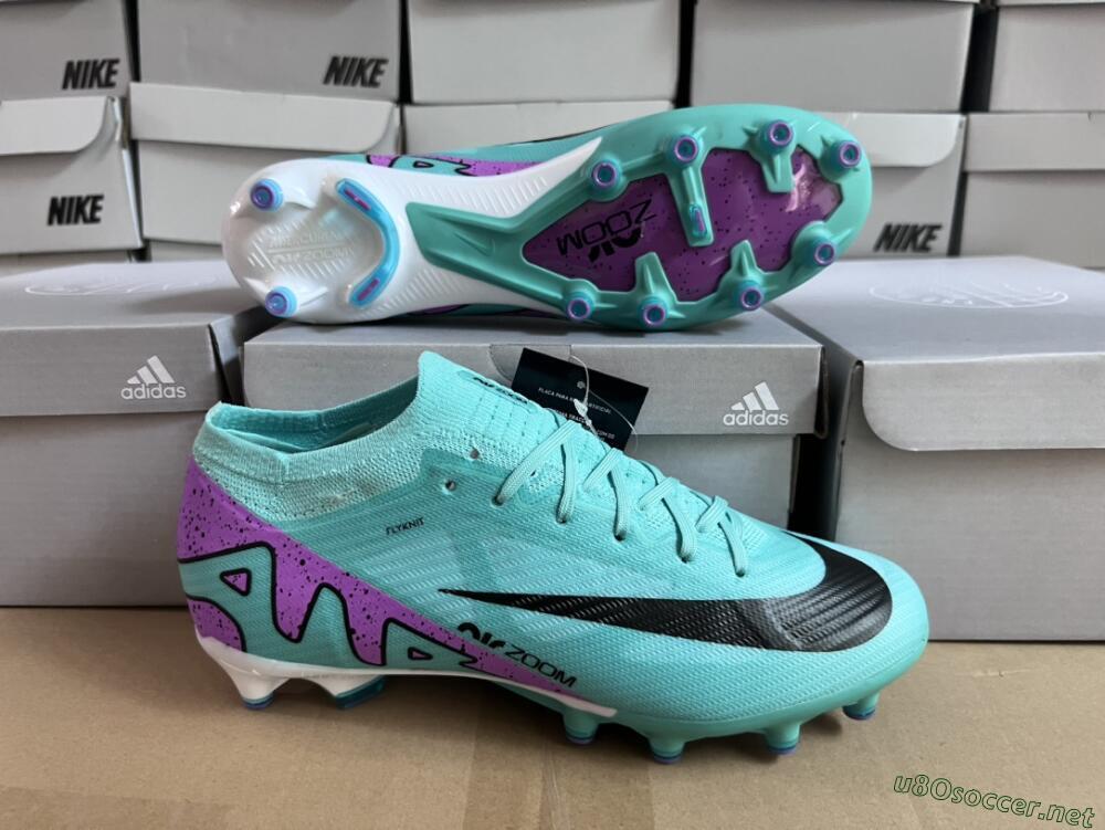 Unisex Nike Air Zoom Mercurial Vapor 15 Elite AG Football Boots - Jade/Purple/Black