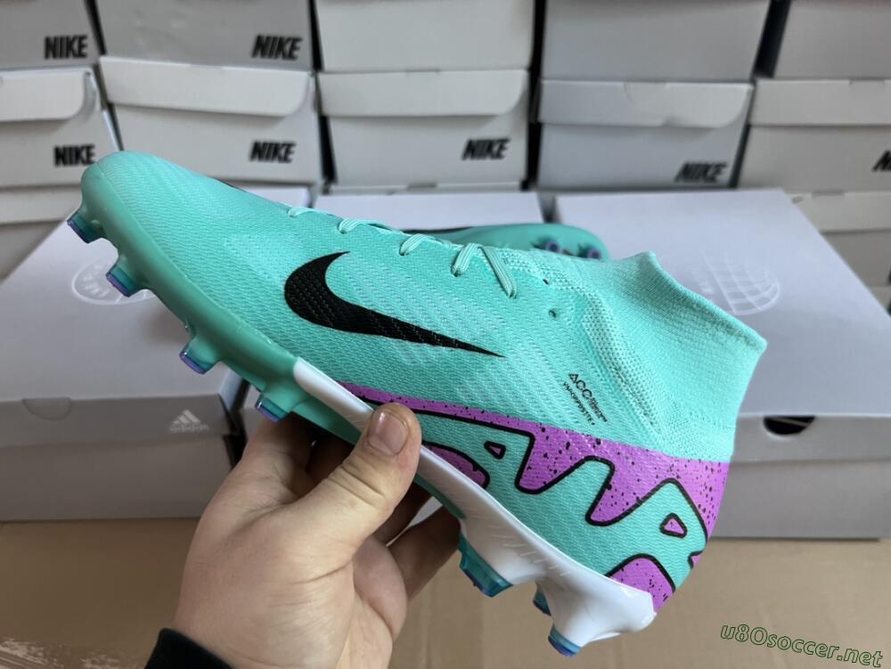 Unisex Nike Air Zoom Mercurial Superfly 9 Elite AG Football Boots - Jade/Purple/Black