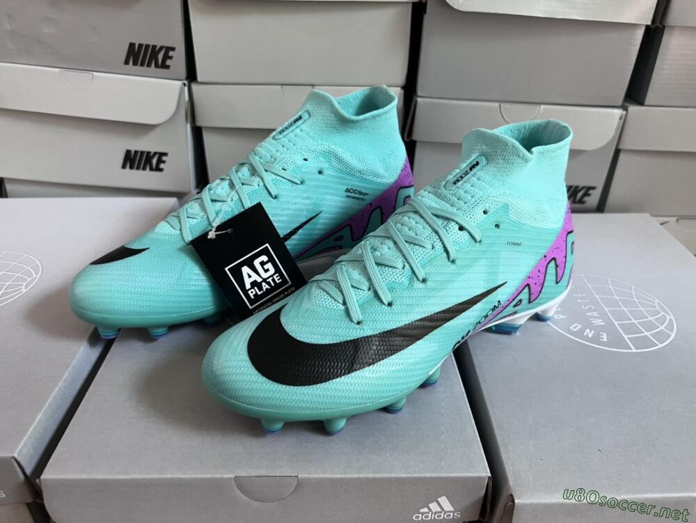Unisex Nike Air Zoom Mercurial Superfly 9 Elite AG Football Boots - Jade/Purple/Black