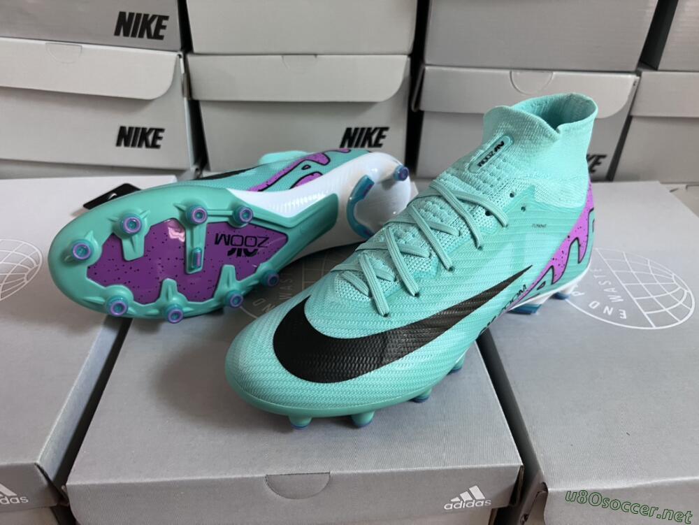 Unisex Nike Air Zoom Mercurial Superfly 9 Elite AG Football Boots - Jade/Purple/Black