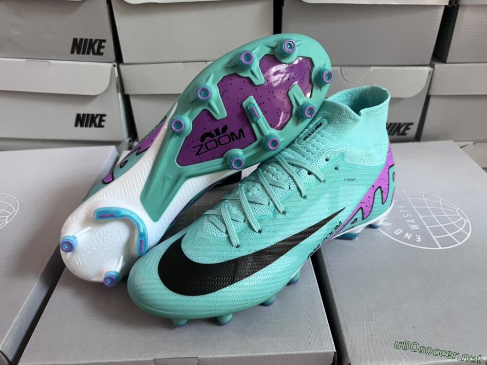 Unisex Nike Air Zoom Mercurial Superfly 9 Elite AG Football Boots - Jade/Purple/Black